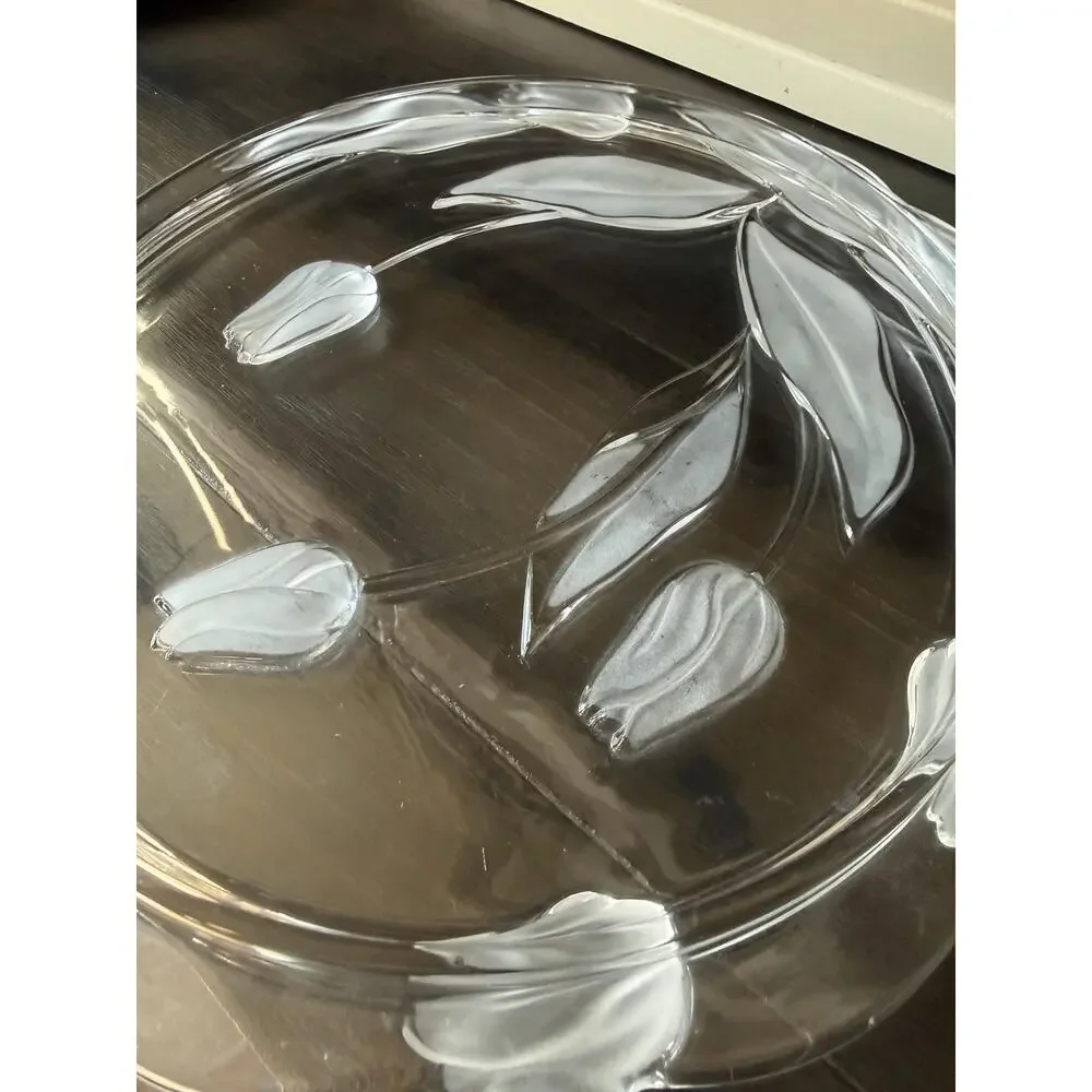 Vintage Mikasa Juliana Crystal Platter, Frosted Tulip Serving Dish